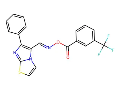 [(6-phenylimidazo[2,1-b][1,3]thiazol-5-yl)methylideneamino] 3-(trifluoromethyl)benzoate structure