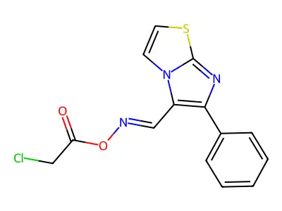 5-({[(2-Chloroacetyl)oxy]imino}methyl)-6-phenylimidazo[2,1-b][1,3]thiazole structure
