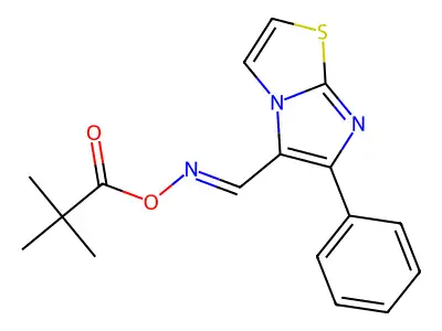 [(6-phenylimidazo[2,1-b][1,3]thiazol-5-yl)methylideneamino] 2,2-dimethylpropanoate structure