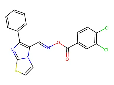 [(6-Phenylimidazo[2,1-b][1,3]thiazol-5-yl)methylideneamino] 3,4-dichlorobenzoate structure
