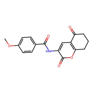 N-(2,5-dioxo-5,6,7,8-tetrahydro-2H-chromen-3-yl)-4-methoxybenzenecarboxamide structure