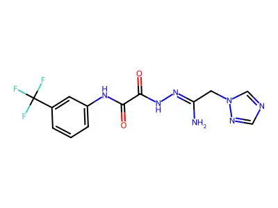 N'-[[1-amino-2-(1,2,4-triazol-1-yl)ethylidene]amino]-N-[3-(trifluoromethyl)phenyl]oxamide structure