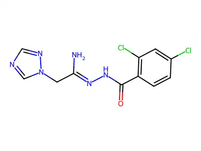 N-[[1-amino-2-(1,2,4-triazol-1-yl)ethylidene]amino]-2,4-dichlorobenzamide structure