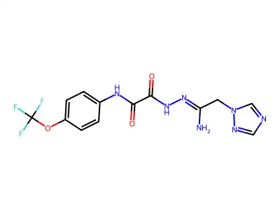 N'-[[1-amino-2-(1,2,4-triazol-1-yl)ethylidene]amino]-N-[4-(trifluoromethoxy)phenyl]oxamide structure