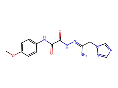 N'-[[1-amino-2-(1,2,4-triazol-1-yl)ethylidene]amino]-N-(4-methoxyphenyl)oxamide structure