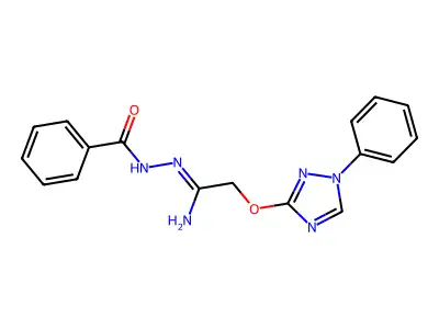 N-[[1-amino-2-[(1-phenyl-1,2,4-triazol-3-yl)oxy]ethylidene]amino]benzamide structure