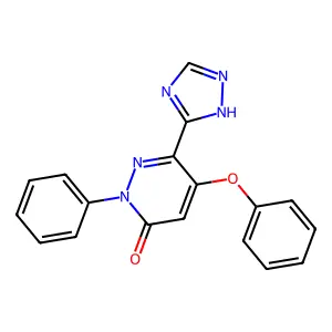 5-phenoxy-2-phenyl-6-(1H-1,2,4-triazol-3-yl)-3(2H)-pyridazinone structure