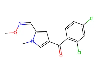(2,4-Dichlorophenyl)-[5-(methoxyiminomethyl)-1-methylpyrrol-3-yl]methanone structure