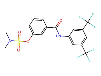 3-{[3,5-bis(trifluoromethyl)anilino]carbonyl}phenyl-N,N-dimethylsulfamate structure