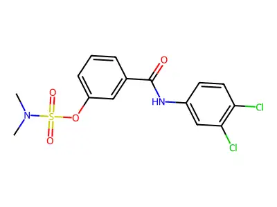 3-[(3,4-dichloroanilino)carbonyl]phenyl-N,N-dimethylsulfamate structure
