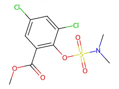Methyl 3,5-dichloro-2-{[(dimethylamino)sulfonyl]oxy}benzenecarboxylate structure