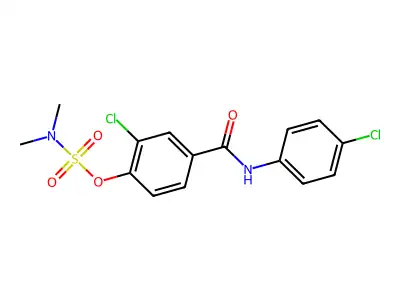 2-chloro-4-[(4-chloroanilino)carbonyl]phenyl-N,N-dimethylsulfamate structure