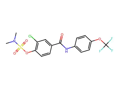2-chloro-4-{[4-(trifluoromethoxy)anilino]carbonyl}phenyl-N,N-dimethylsulfamate structure