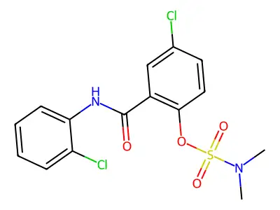 4-chloro-2-[(2-chloroanilino)carbonyl]phenyl-N,N-dimethylsulfamate structure