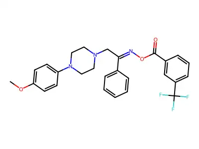 1-(4-methoxyphenyl)-4-[2-phenyl-2-({[3-(trifluoromethyl)benzoyl]oxy}imino)ethyl]piperazine structure