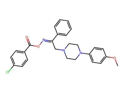 [[2-[4-(4-methoxyphenyl)piperazin-1-yl]-1-phenyl-ethylidene]amino] 4-chlorobenzoate structure