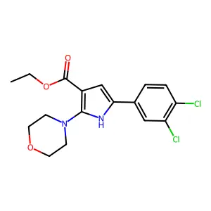 ethyl 5-(3,4-dichlorophenyl)-2-morpholino-1H-pyrrole-3-carboxylate structure