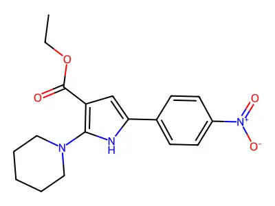 ethyl 5-(4-nitrophenyl)-2-piperidino-1H-pyrrole-3-carboxylate structure
