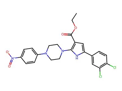 Ethyl 5-(3,4-dichlorophenyl)-2-[4-(4-nitrophenyl)piperazin-1-yl]-1H-pyrrole-3-carboxylate structure