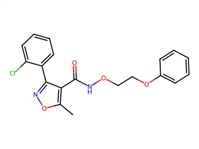 3-(2-chlorophenyl)-5-methyl-N-(2-phenoxyethoxy)-1,2-oxazole-4-carboxamide structure