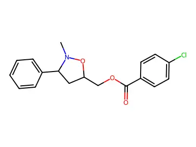 (2-Methyl-3-phenyltetrahydro-5-isoxazolyl)methyl 4-chlorobenzenecarboxylate structure