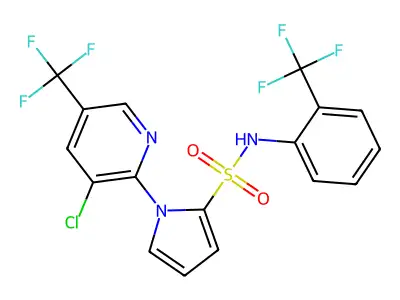 1-[3-chloro-5-(trifluoromethyl)pyridin-2-yl]-N-[2-(trifluoromethyl)phenyl]pyrrole-2-sulfonamide structure