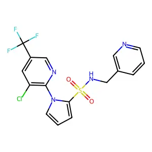 1-[3-chloro-5-(trifluoromethyl)-2-pyridinyl]-N-(3-pyridinylmethyl)-1H-pyrrole-2-sulfonamide structure