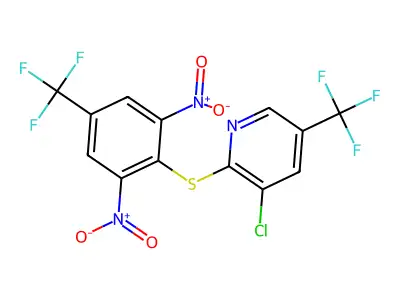 3-chloro-2-{[2,6-dinitro-4-(trifluoromethyl)phenyl]sulfanyl}-5-(trifluoromethyl)pyridine structure