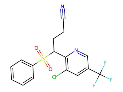 4-[3-Chloro-5-(trifluoromethyl)-2-pyridinyl]-4-(phenylsulfonyl)butanenitrile structure