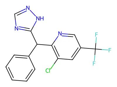 3-chloro-2-[phenyl(1H-1,2,4-triazol-3-yl)methyl]-5-(trifluoromethyl)pyridine structure