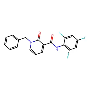 1-benzyl-2-oxo-N-(2,4,6-trifluorophenyl)-1,2-dihydro-3-pyridinecarboxamide structure