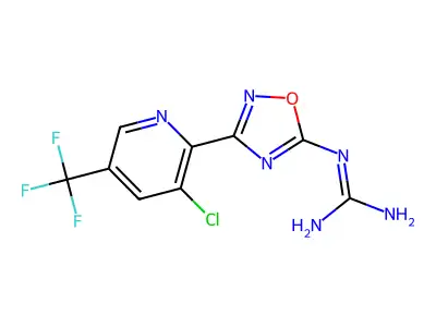 2-[3-[3-Chloro-5-(trifluoromethyl)pyridin-2-yl]-1,2,4-oxadiazol-5-yl]guanidine structure