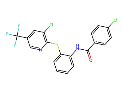 4-chloro-N-[2-[3-chloro-5-(trifluoromethyl)pyridin-2-yl]sulfanylphenyl]benzamide structure