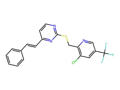 2-[[3-chloro-5-(trifluoromethyl)pyridin-2-yl]methylsulfanyl]-4-(2-phenylethenyl)pyrimidine structure