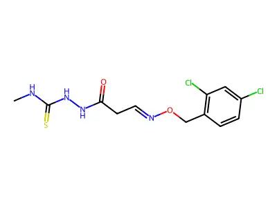 2-(3-{[(2,4-dichlorobenzyl)oxy]imino}propanoyl)-N-methyl-1-hydrazinecarbothioamide structure