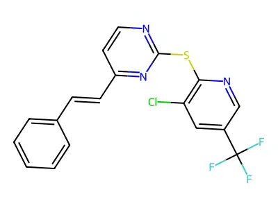 2-[[3-Chloro-5-(trifluoromethyl)-2-pyridinyl]thio]-4-(2-phenylethenyl)pyrimidine structure
