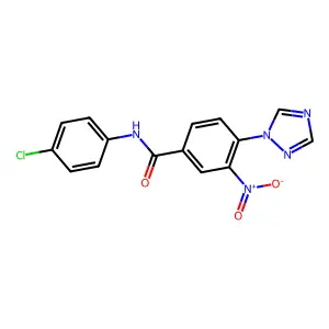 N-(4-chlorophenyl)-3-nitro-4-(1H-1,2,4-triazol-1-yl)benzenecarboxamide structure