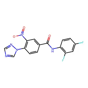 N-(2,4-difluorophenyl)-3-nitro-4-(1H-1,2,4-triazol-1-yl)benzenecarboxamide structure