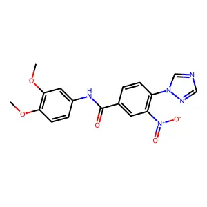 N-(3,4-dimethoxyphenyl)-3-nitro-4-(1H-1,2,4-triazol-1-yl)benzamide structure
