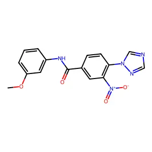 N-(3-methoxyphenyl)-3-nitro-4-(1H-1,2,4-triazol-1-yl)benzenecarboxamide structure