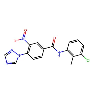 N-(3-chloro-2-methylphenyl)-3-nitro-4-(1H-1,2,4-triazol-1-yl)benzenecarboxamide structure