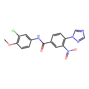 N-(3-chloro-4-methoxyphenyl)-3-nitro-4-(1H-1,2,4-triazol-1-yl)benzenecarboxamide structure