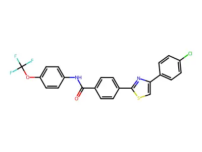 4-[4-(4-chlorophenyl)-1,3-thiazol-2-yl]-N-[4-(trifluoromethoxy)phenyl]benzamide structure