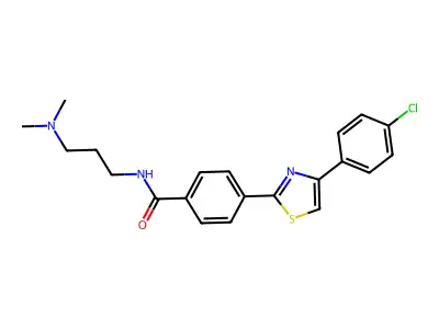 4-[4-(4-chlorophenyl)-1,3-thiazol-2-yl]-N-[3-(dimethylamino)propyl]benzamide structure