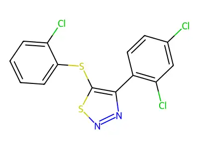 2-Chlorophenyl 4-(2,4-dichlorophenyl)-1,2,3-thiadiazol-5-yl sulfide structure