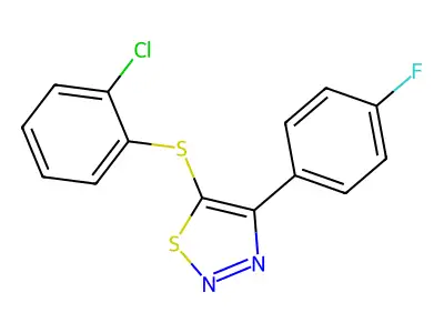 5-(2-Chlorophenyl)sulfanyl-4-(4-fluorophenyl)thiadiazole structure