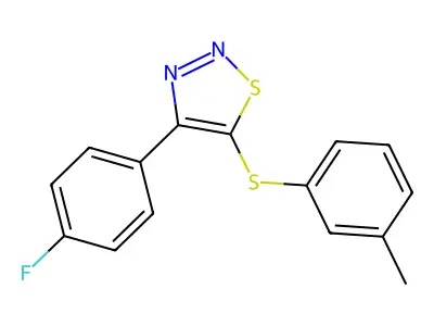 4-(4-Fluorophenyl)-5-[(3-methylphenyl)sulfanyl]-1,2,3-thiadiazole structure