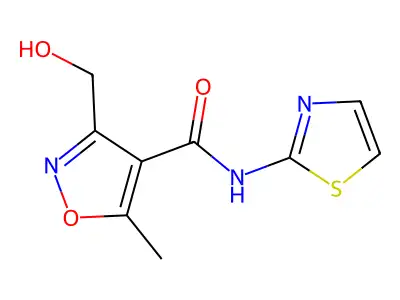3-(hydroxymethyl)-5-methyl-N-(1,3-thiazol-2-yl)-4-isoxazolecarboxamide structure