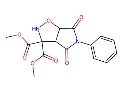 dimethyl 4,6-dioxo-5-phenyltetrahydro-2H-pyrrolo[3,4-d]isoxazole-3,3(3aH)-dicarboxylate structure