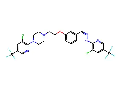 3-(2-{4-[3-chloro-5-(trifluoromethyl)-2-pyridinyl]piperazino}ethoxy)benzenecarbaldehyde N-[3-chloro-5-(trifluoromethyl)-2-pyridinyl]hydrazone structure